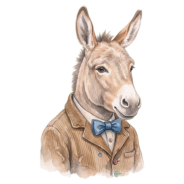 donkey dressed in jacket fabric panel