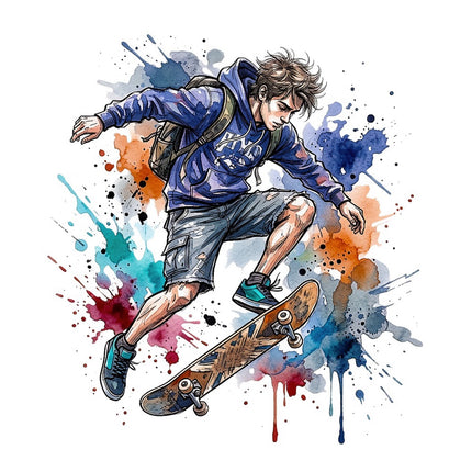 skaterboarder square fabric panel