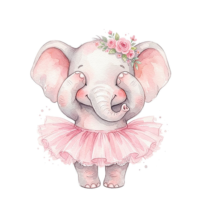 elephant wearing pink tutu fabric panel