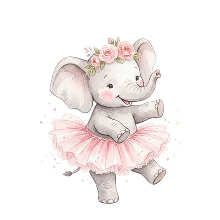 elephant wearing pink tutu fabric panel