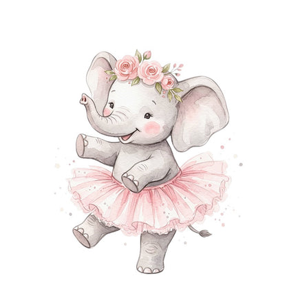 Ballerina Elephant 100% Cotton Fabric Panel Block Quilt Square FLIP-ARS983