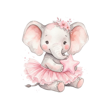 elephant wearing pink tutu fabric panel