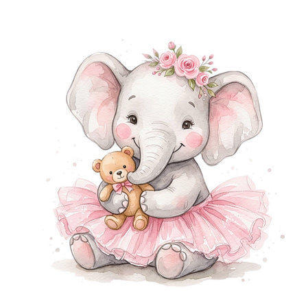 ballerina elephant square fabric panel