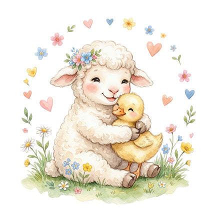 lamb and duck fabric panel