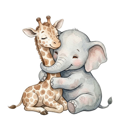 giraffe and elephant square fabric panel