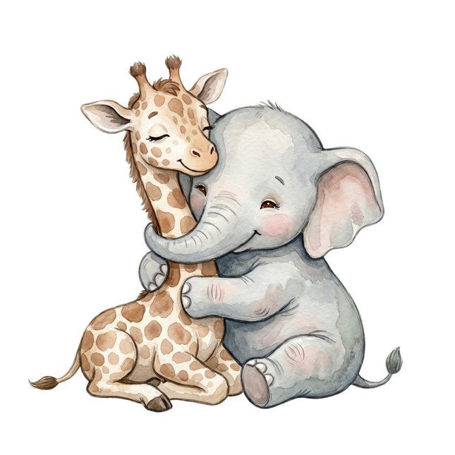 giraffe and elephant square fabric panel
