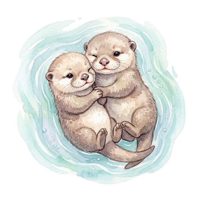 baby otters fabric panel
