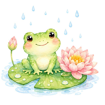 frog on lily pad fabric panel square