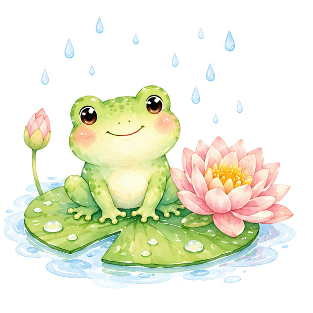 frog on lily pad fabric panel square