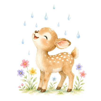 deer in rain fabric panel square