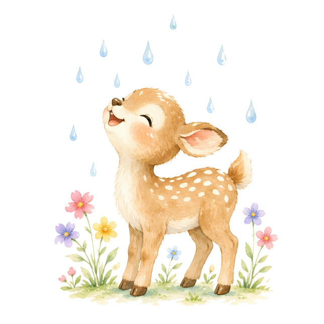 deer in rain fabric panel square