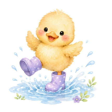 duckling in rain fabric panel square