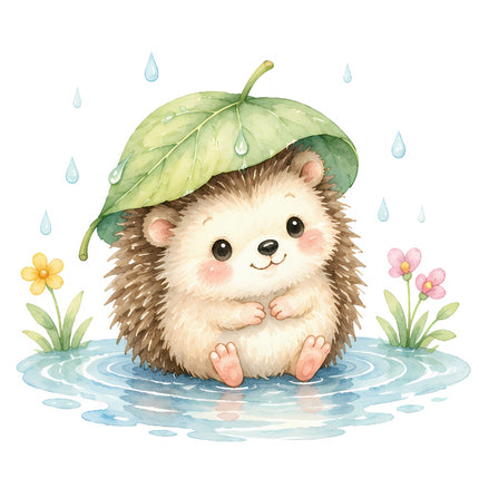 rainy day hedgehog fabric panel