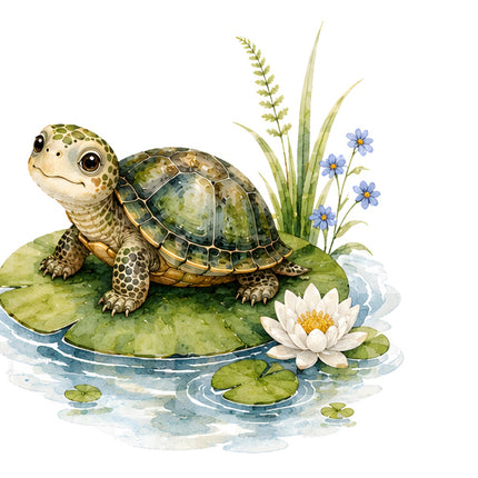 turtle on lily pad fabric panel