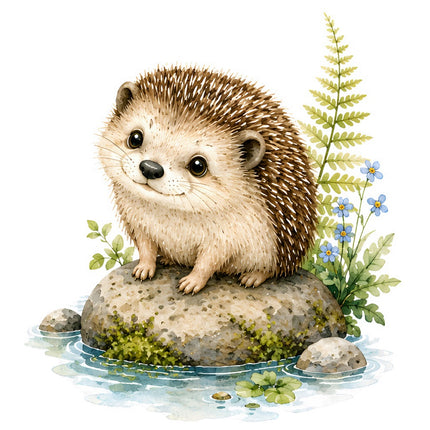hedgehog fabric panel square