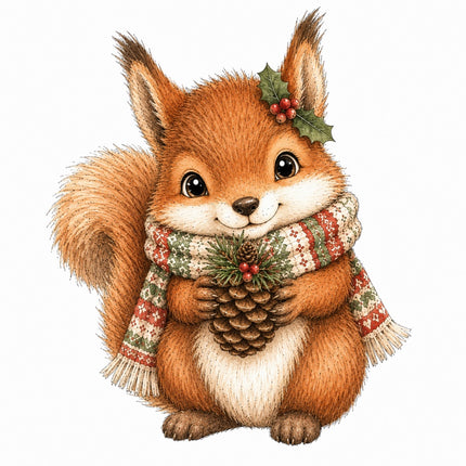 winter squirrel fabric panel