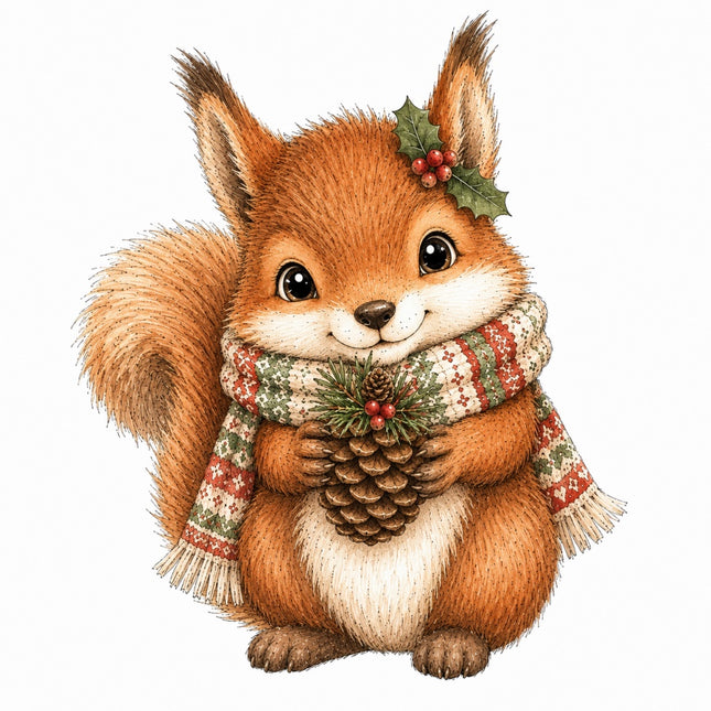 winter squirrel fabric panel
