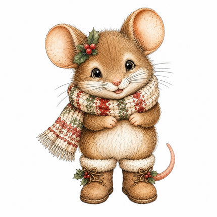 winter mouse fabric panel