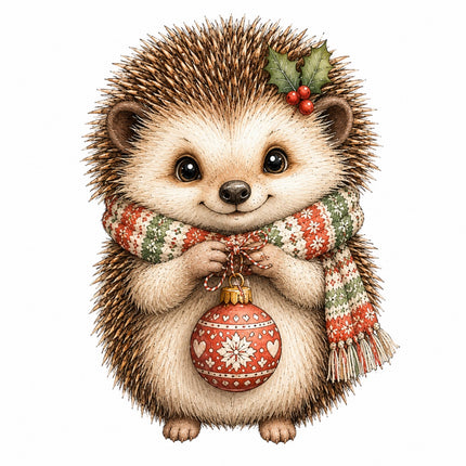 winter hedgehog fabric panel