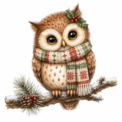winter owl fabric panel