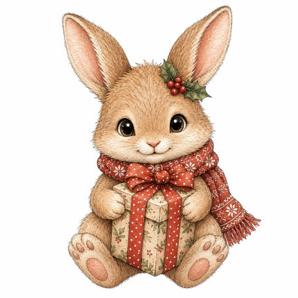 winter rabbit fabric panel