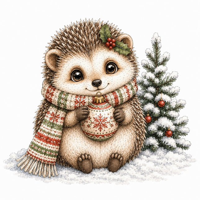 winter hedgehog fabric panel