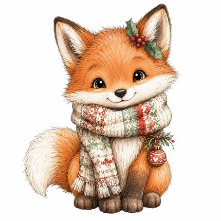 winter fox fabric panel