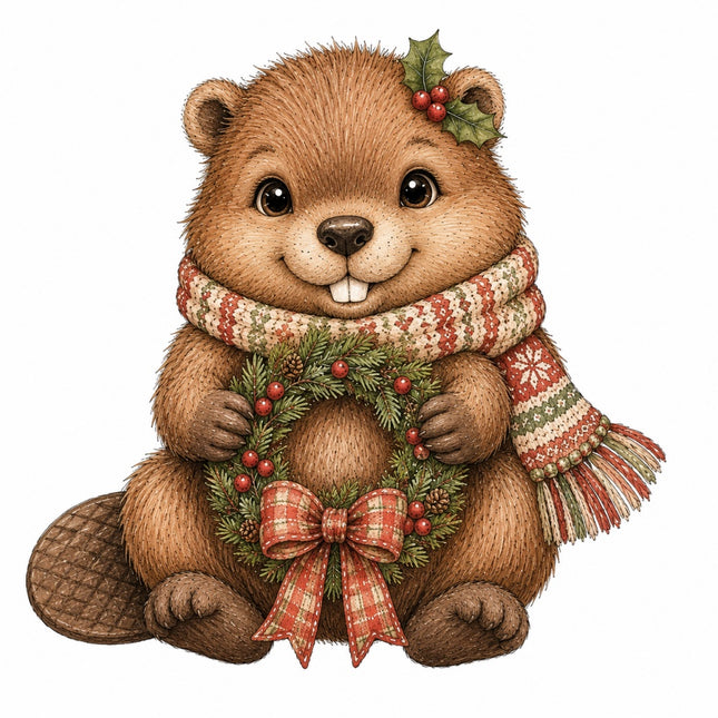 christmas beaver fabric panel