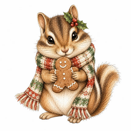 christmas chipmunk fabric panel