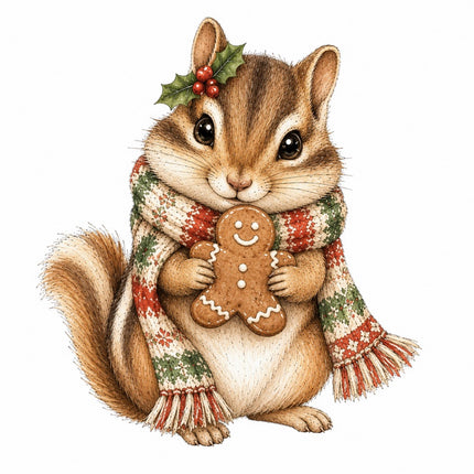 christmas chipmunk fabric panel square