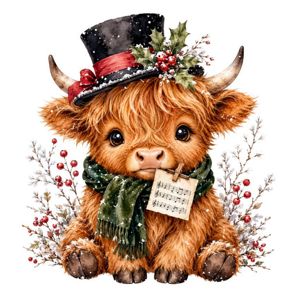 Christmas highland cow quilt square