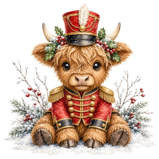 Christmas highland cow quilt square