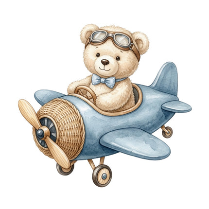 teddy bear flying airplane quilt square
