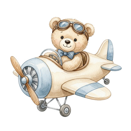 teddy bear flying airplane quilt square