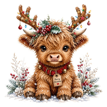 Christmas highland cow quilt square