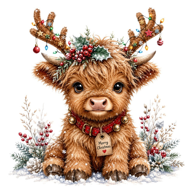 Christmas highland cow quilt square