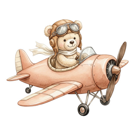 teddy bear flying airplane fabric panel