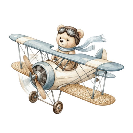 Aviation Teddy Bear Airplane 100% Cotton Fabric Panel Block FLIP-ART2021