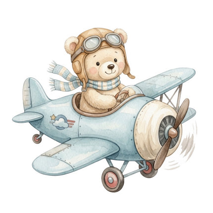 Aviation Teddy Bear Airplane 100% Cotton Fabric Panel Block FLIP-ART2024