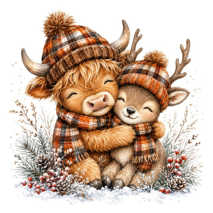 Christmas highland cow quilt square