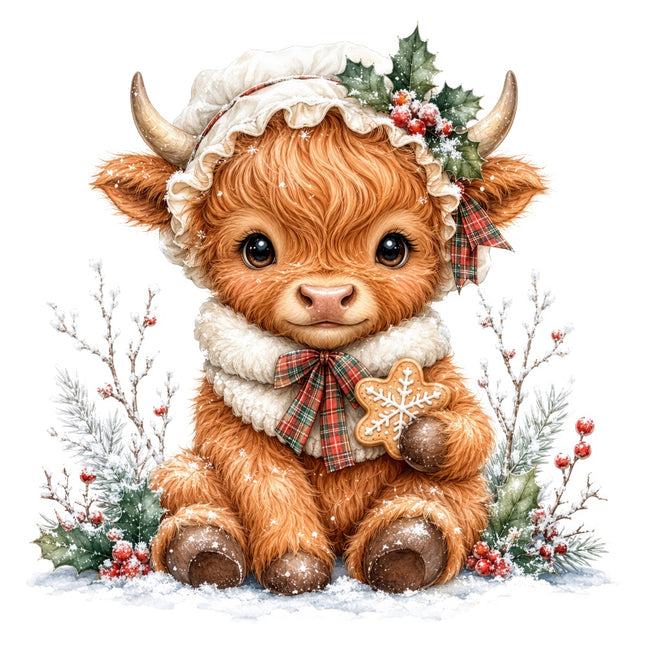 Christmas highland cow quilt block