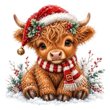 Christmas highland cow quilt block