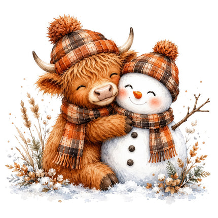 Christmas highland cow quilt square