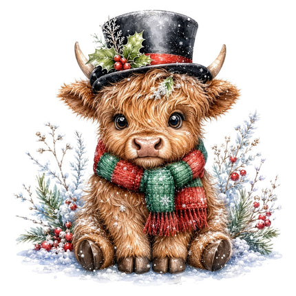 Christmas highland cow quilt square
