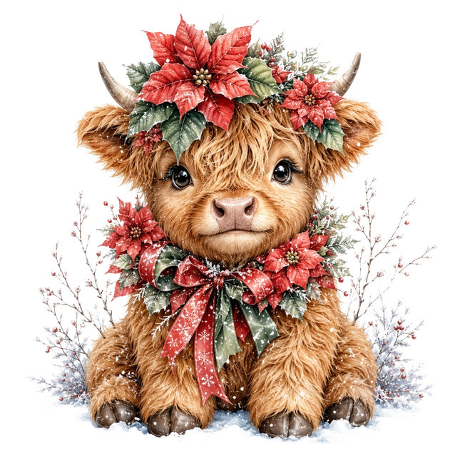 Christmas highland cow quilt square