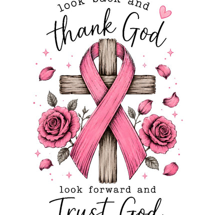 pink ribbon cross fabric panel