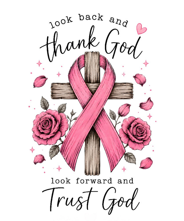 pink ribbon cross fabric panel