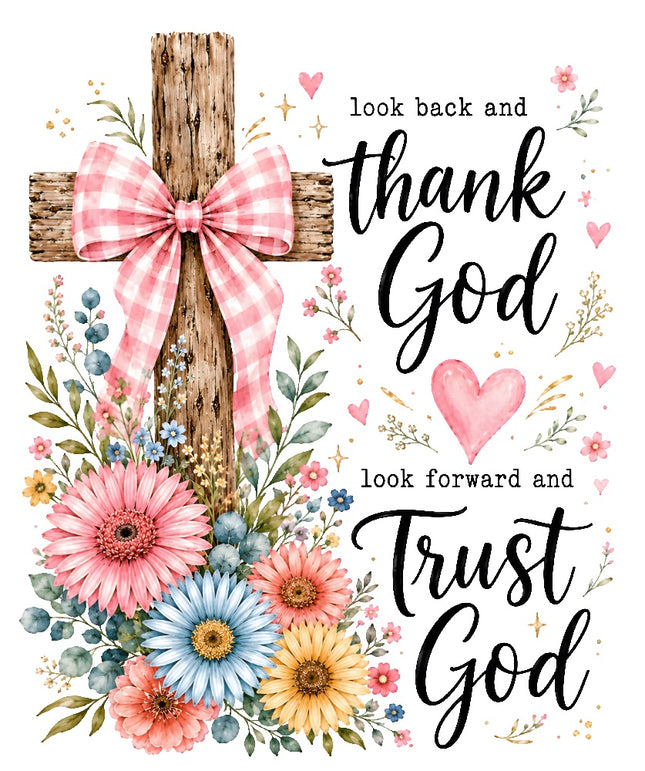 look back and thank God fabric panel