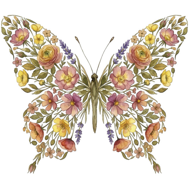 floral butterfly fabric panel