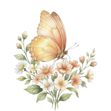 Floral Butterfly 100% Cotton Fabric Panel Block Quilt Square FLIP-ART4005
